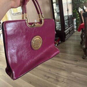 Dasein brand Elegant Magenta Handbag with Gold Accents